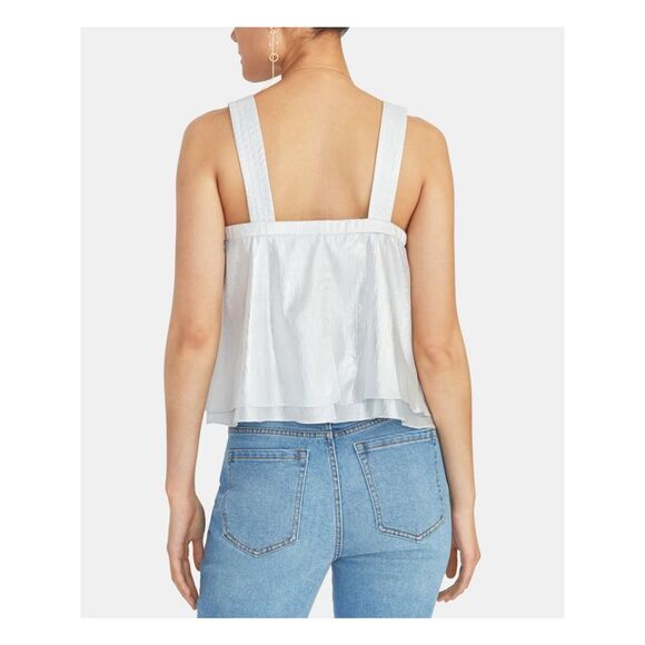 RACHEL ROY Womens Silver Sleeveless Square Neck Top Size: XS - Picture 2 of 2